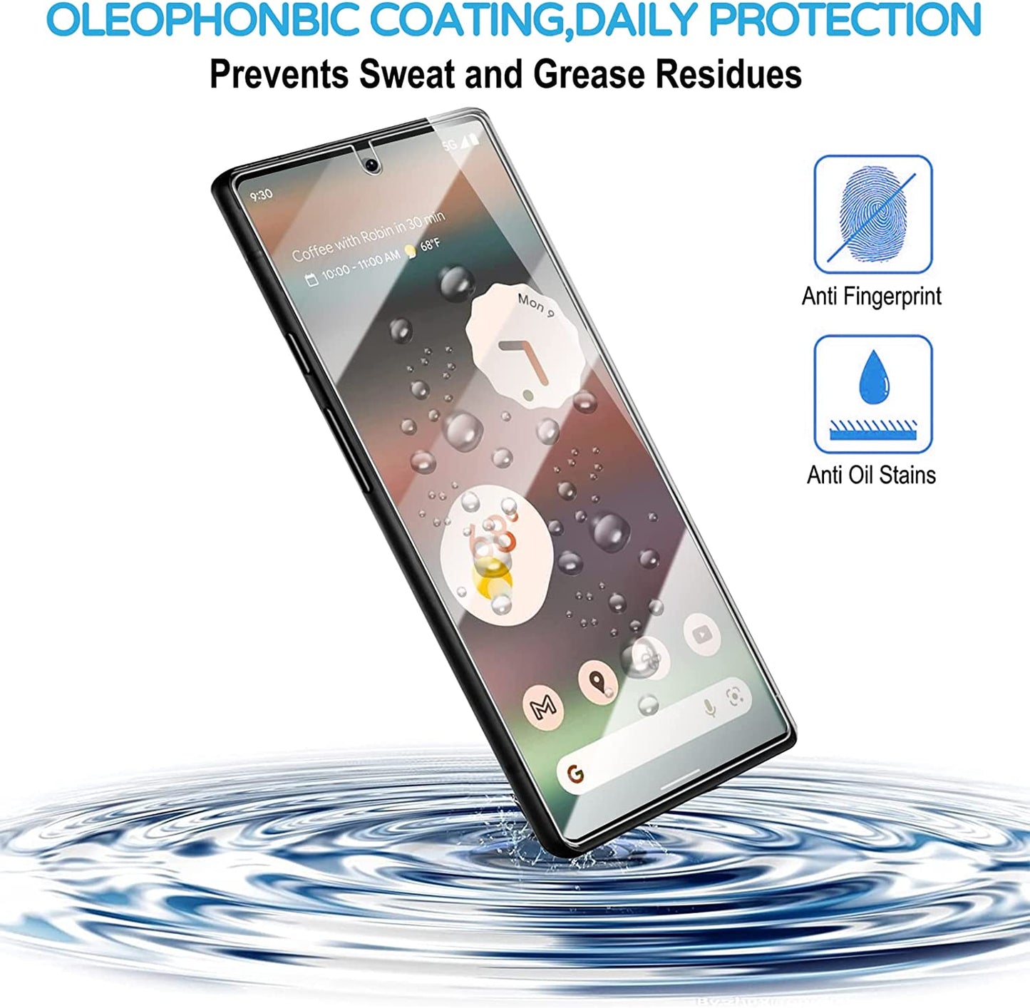 [3+3 Pack] Glass Screen Protector for Google Pixel 6A 5G, 9H Tempered Glass, Ultrasonic Fingerprint Compatible,Hd Clear Case Friendly for Google Pixel 6A Glass Screen Protector  Arshek   