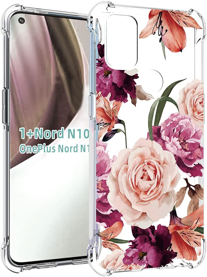 Sidande Case for Oneplus Nord N100 Case, Oneplus N100 Case for Girls Women, Clear Floral Soft Flexible TPU Slim Phone Protective Case Cover for Oneplus Nord N100 (Purple Flower)  Sidande   