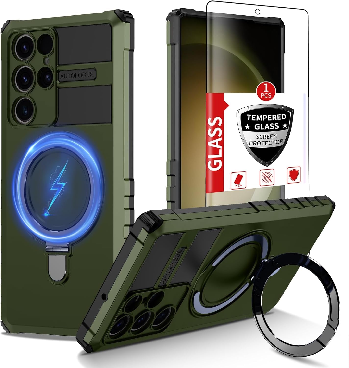 IYTRRYH Magnetic for Samsung Galaxy S21 Ultra Case[Compatible with Magsafe] with Tempered Glass Screen Protector,Military Grade Drop Protection Shockproof Galaxy S21 Ultra Phone Case Man 6.8'' Black  IYTRRYH Green Samsung Galaxy S23 Ultra 