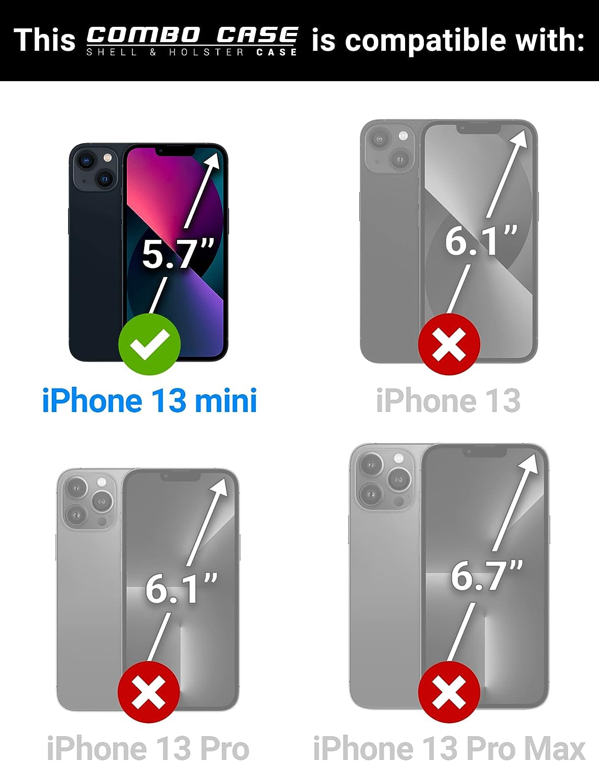 Aduro Combo Case with Kickstand & Holster for Iphone 13 Mini, Slim Shell & Swivel Belt Clip Holster, with Built-In Kickstand for Apple Iphone (5.4") 2021  Aduro   