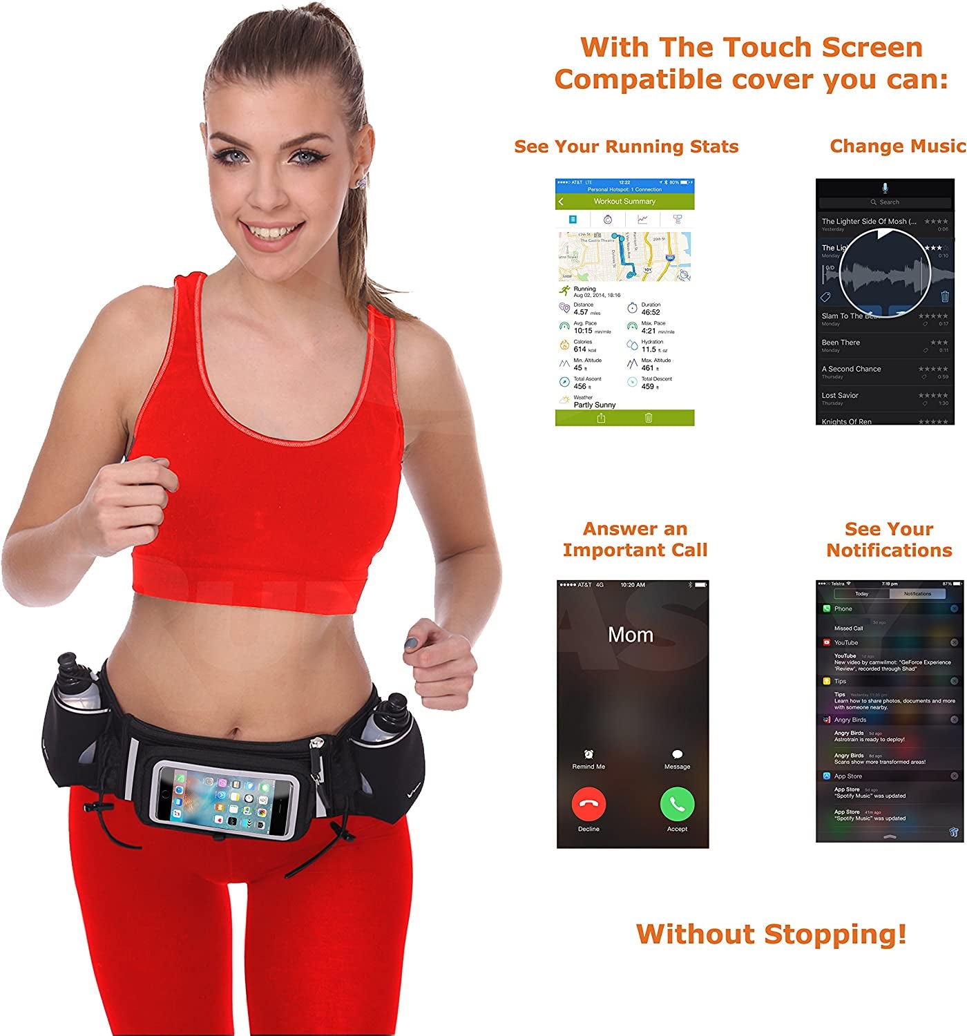 [Voted No.1 Hydration Belt] Runtasty Winners' Running Fuel Belt - Includes Accessories: 2 BPA Free Water Bottles & Runners Ebook - Fits Any Iphone - W/Touchscreen Cover - No Bounce Fit and More!  Karma Gear   