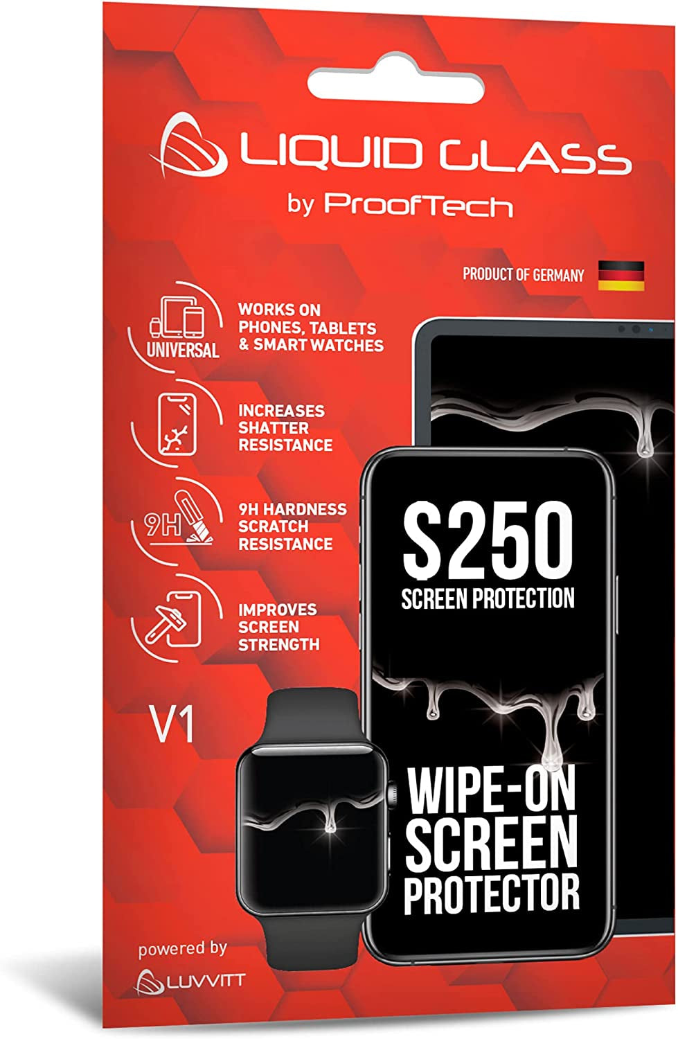 Luvvitt Liquid Glass Screen Protector with $250 Screen Protection - Scratch Resistant Wipe on Coating for All Smartphones Tablets Smartwatches - Universal  LUVVITT   