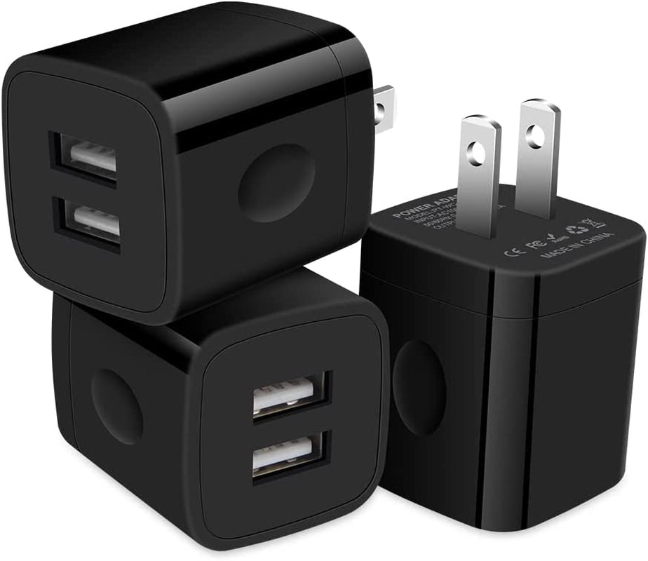USB Plug, USB Wall Charger 3 Pack, Gigreen Dual Port USB Electrical Plug Cube 5V 2.1A Charging Block USB Outlet Plugs Compatible Iphone 11 XS X 8 7, LG V30 G8, Samsung S20 S10+ S9 S8 Note 9 8, Moto G6  Shenzhen Putuo Technology Co.,Ltd black  
