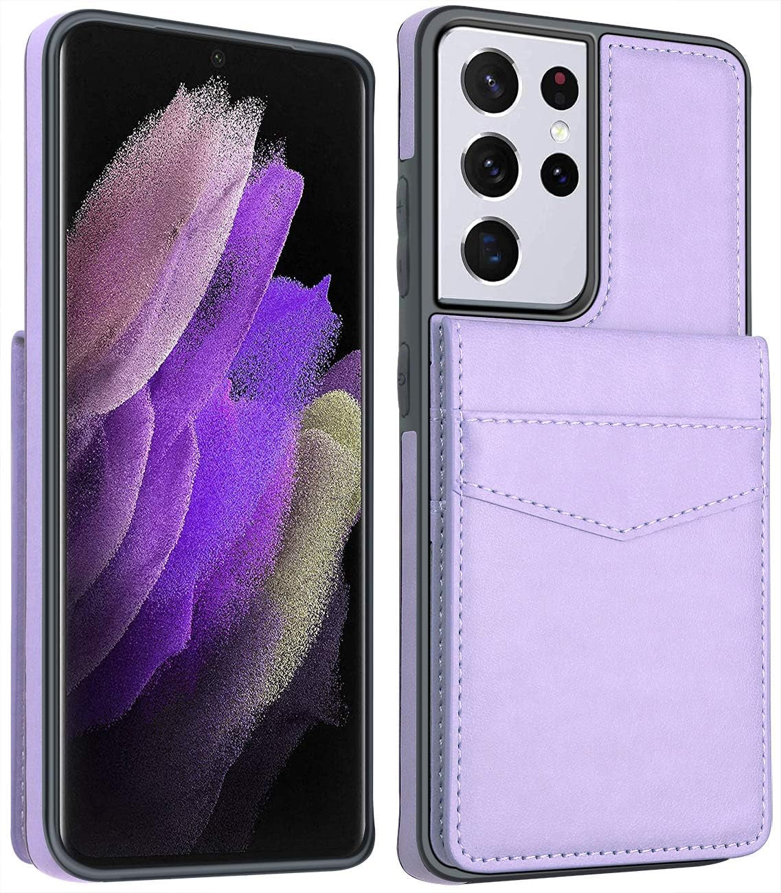 Lakibeibi Samsung Galaxy S21 Ultra Case, S21 Ultra Phone Case, Dual Layer Lightweight Premium Leather Wallet Case with Card Holders Flip Protective Case for Samsung Galaxy S21 Ultra (2021), Purple  LakiBeibi   