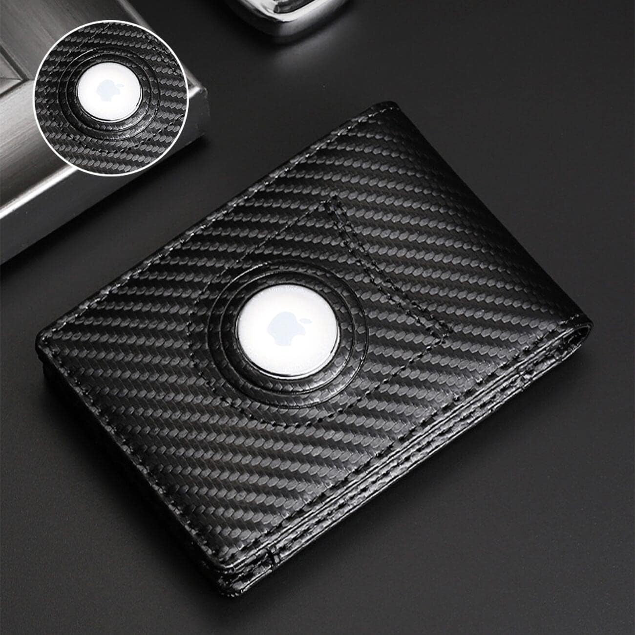 WOWOLAY Carbon Fiber Front Pocket Wallet for Men Bi-Fold RFID Blocking Leather Money Card Holder Ideal Men'S Wallet Compatible with Airtag W - 7017  WOWOLAY   