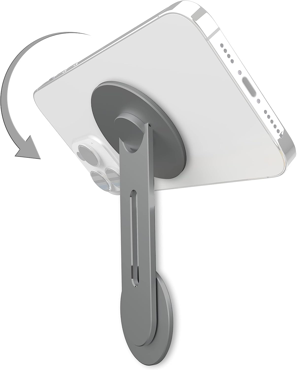 ICONIT Continuity Flip Iphone Laptop Mount - Slim Magnetic Phone Holder Swivels 180° for Laptops and Monitors - Adjustable Magnetic Arm - Compatible with Iphone 14/13/12 plus Pro Max (Gray)  ICONIT   