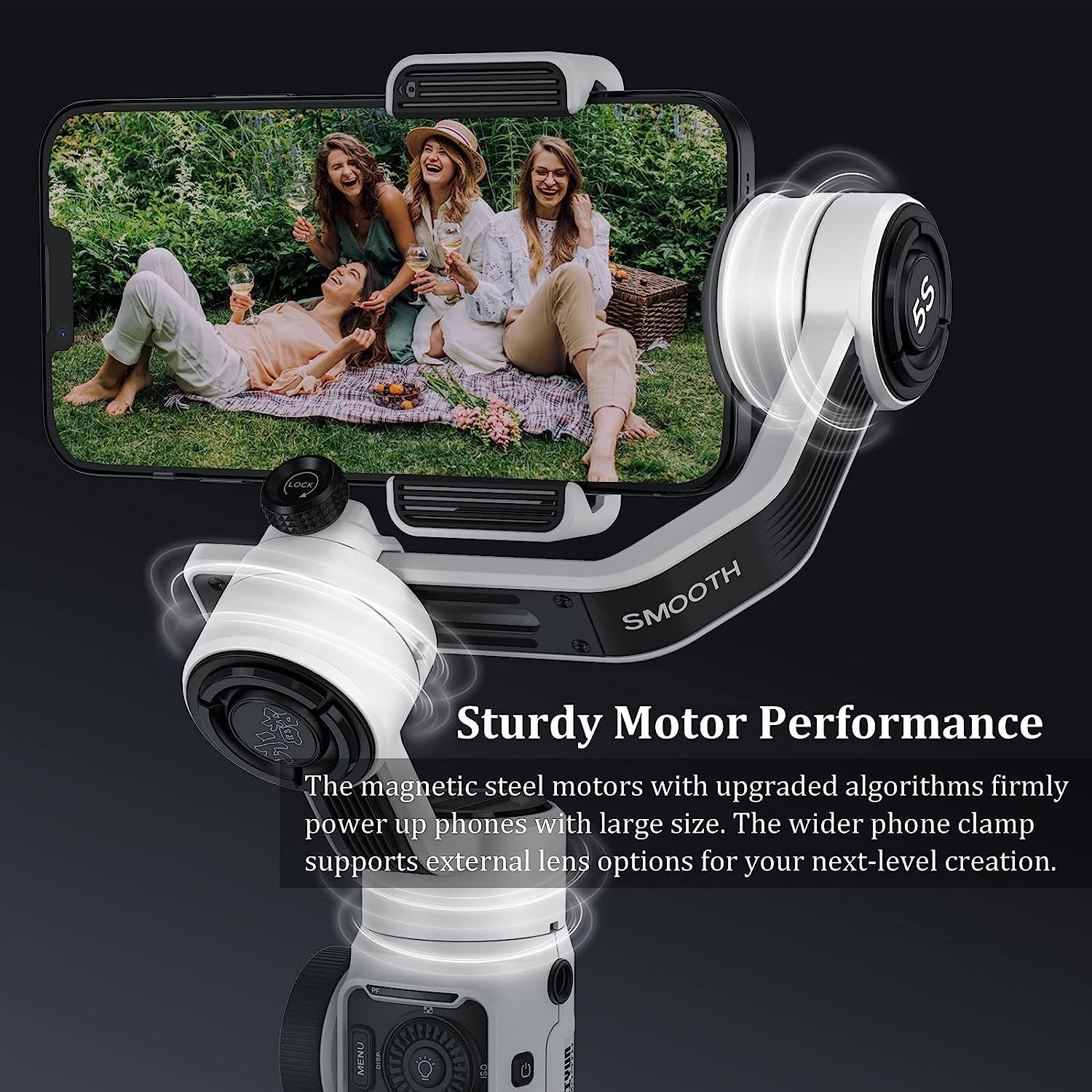 Zhiyun Smooth 5S Zhiyun Smooth 5 Upgrade Gimbal Stabilizer for Smartphone 3-Axis Phone Gimbal for Iphone 14 13 12 11 Pro Max SE2 XS XR X 8 plus Android Cell Phone Vlogging Youtube Tiktok Video(White)  zhi yun   