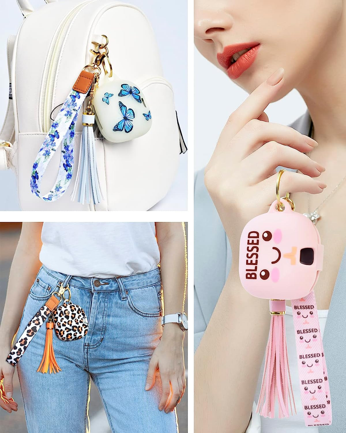 Beats Fit Pro Case Cover with Wristlet Keychain, Cute Luminous Beats Fit Pro Case YOPICKERN Silicone Earbuds Case with Wrist Key Lanyard for Beats Fit Pro 2021/2022, Gift for Women, Pink  YOPICKERN   