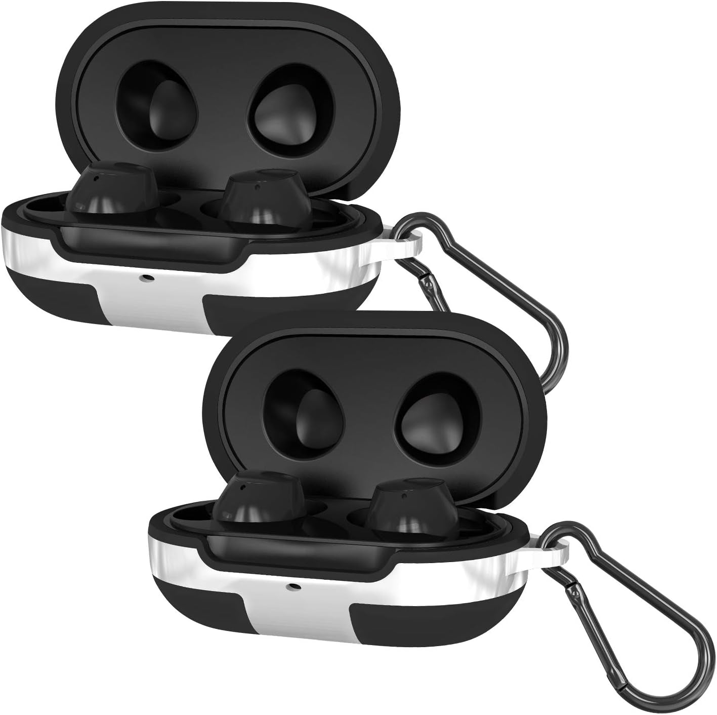 2 Packs Silicone Cover for Galaxy Buds Case/Galaxy Buds + plus Case,With Carabiner Full Body Protections Skin Accessories Compatible Samsung Galaxy Buds plus (Navy Blue and Burgundy)  meiyasy Black and Black  