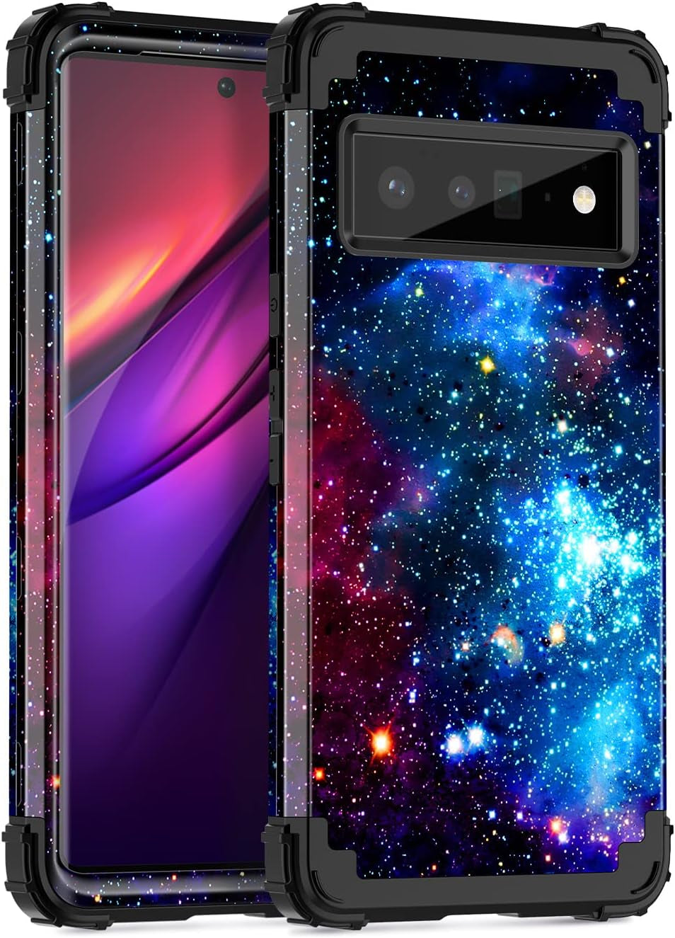 Miqala Compatible with Google Pixel 6 Pro Case,Shiny in the Dark Three Layer Heavy Duty Shockproof Hard Plastic Bumper +Soft Silicone Rubber Protective Case for Google Pixel 6 Pro,Blue Sky  Miqala   