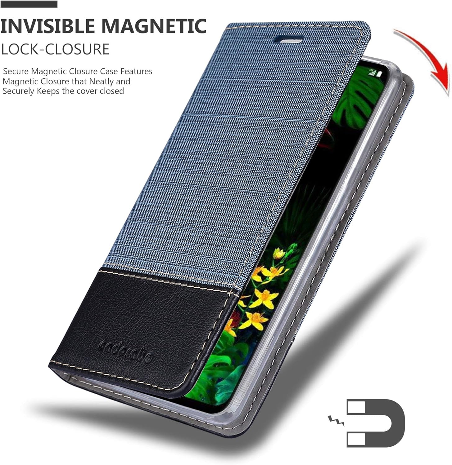 Cadorabo Book Case Compatible with LG G8 in Dark Blue Black - with Magnetic Closure, Stand Function and Card Slot - Wallet Etui Cover Pouch PU Leather Flip  Cadorabo   