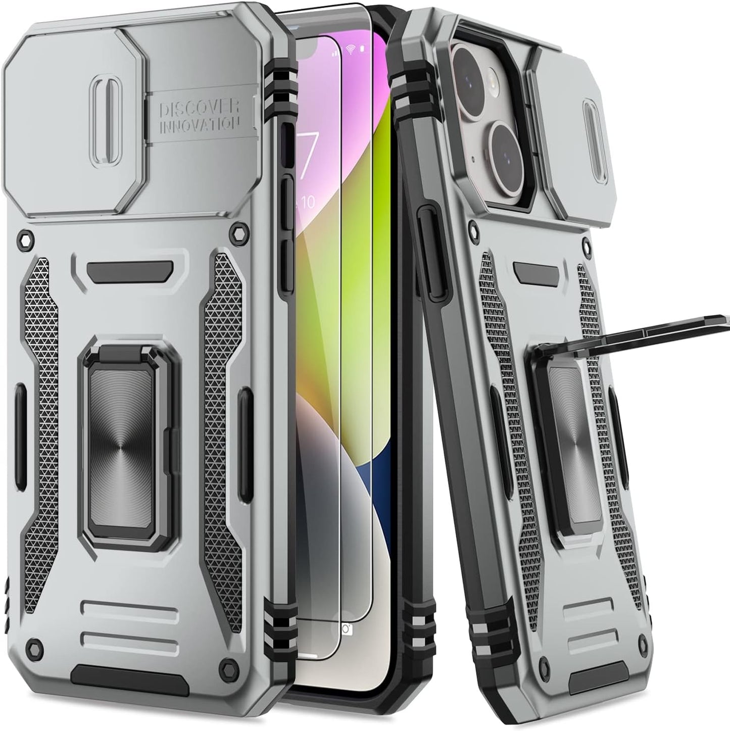 AUPAI Iphone 14 plus Case with Screen Protector,Iphone 14 plus Cover Crystal Clear Anti-Yellow Heavy Duty Acrylic Protective Phone Case with Magnetic Kickstand for Apple Iphone 14 Plus,Green  AUPAI   