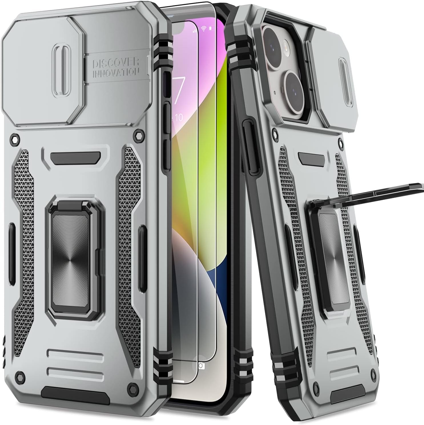 AUPAI Iphone 14 plus Case with Screen Protector,Iphone 14 plus Cover Crystal Clear Anti-Yellow Heavy Duty Acrylic Protective Phone Case with Magnetic Kickstand for Apple Iphone 14 Plus,Green  AUPAI   