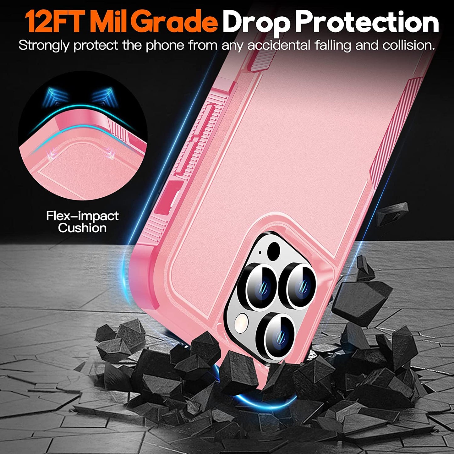 MOZOTER [6 in 1 for Iphone 14 Pro Max Phone Case [Compatible with Magsafe][Military Grade Drop Protection][Glass Screen Protector+Camera Lens Protector] Heavy Duty Shockproof Case 6.7 Inch Pink  MOZOTER   