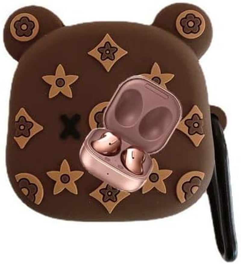 Case Compatible with Samsung Galaxy Buds 2 Case (2021)/ Galaxy Buds Pro (2021)/Galaxy Buds Live (2020)/Buds2 Pro Case (2022), Cartoon Anime Silicone Protective Cute Cover for Women Smart Donkey  KIRDEIVY Brown Bear Galaxy Buds 2/Pro/Live 