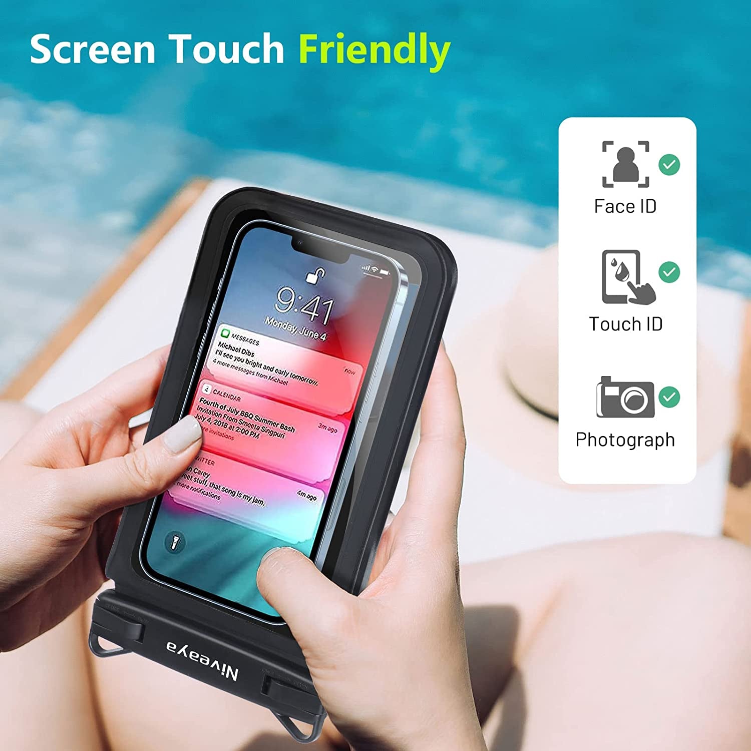 Niveaya Double Space Waterproof Phone Pouch - 2 Pack, Waterproof Phone Lanyard Case with Iphone 15/14/13/12/ Pro Max/Pro/8 Plus, Galaxy S22/S21/S20/S10/Note 20/10/9 up to 7", Dry Bag for Vacation.  Niveaya   