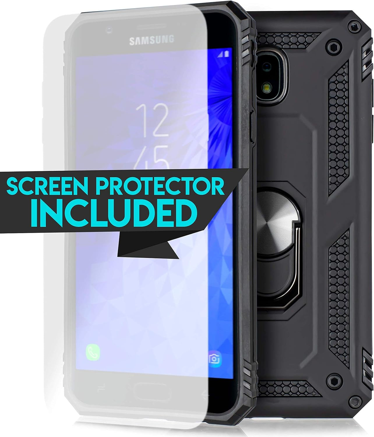 For LG G8 Thinq Case, LG G8 Case, W/Built-In [Screen Protector] Heavy Duty Full-Body Armor Case [Belt Clip Holster][Kickstand] (Black)  SPM   