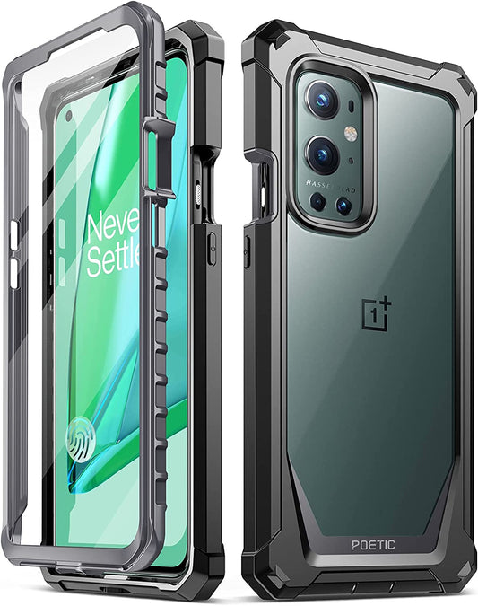 Poetic Guardian Case Designed for Oneplus 9 Pro 5G, Built-In Screen Protector Work with Fingerprint ID, Full Body Hybrid Shockproof Bumper Cover Case, Black/Clear  Poetic   