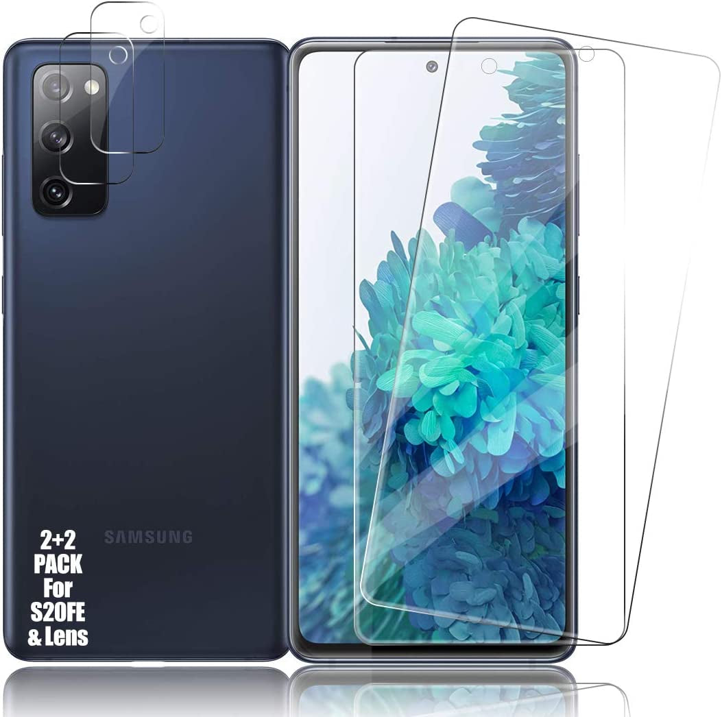 Galaxy S21 Tempered Glass Screen Protector + Camera Lens Protector [ 2 + 2 Pack ][Case Friendly] [Anti-Scratch] [Ultrasonic Fingerprint Unlock] Clear HD Glass Protective Film for Samsung Galaxy S21  BIGFACE Galaxy S20 Fe  