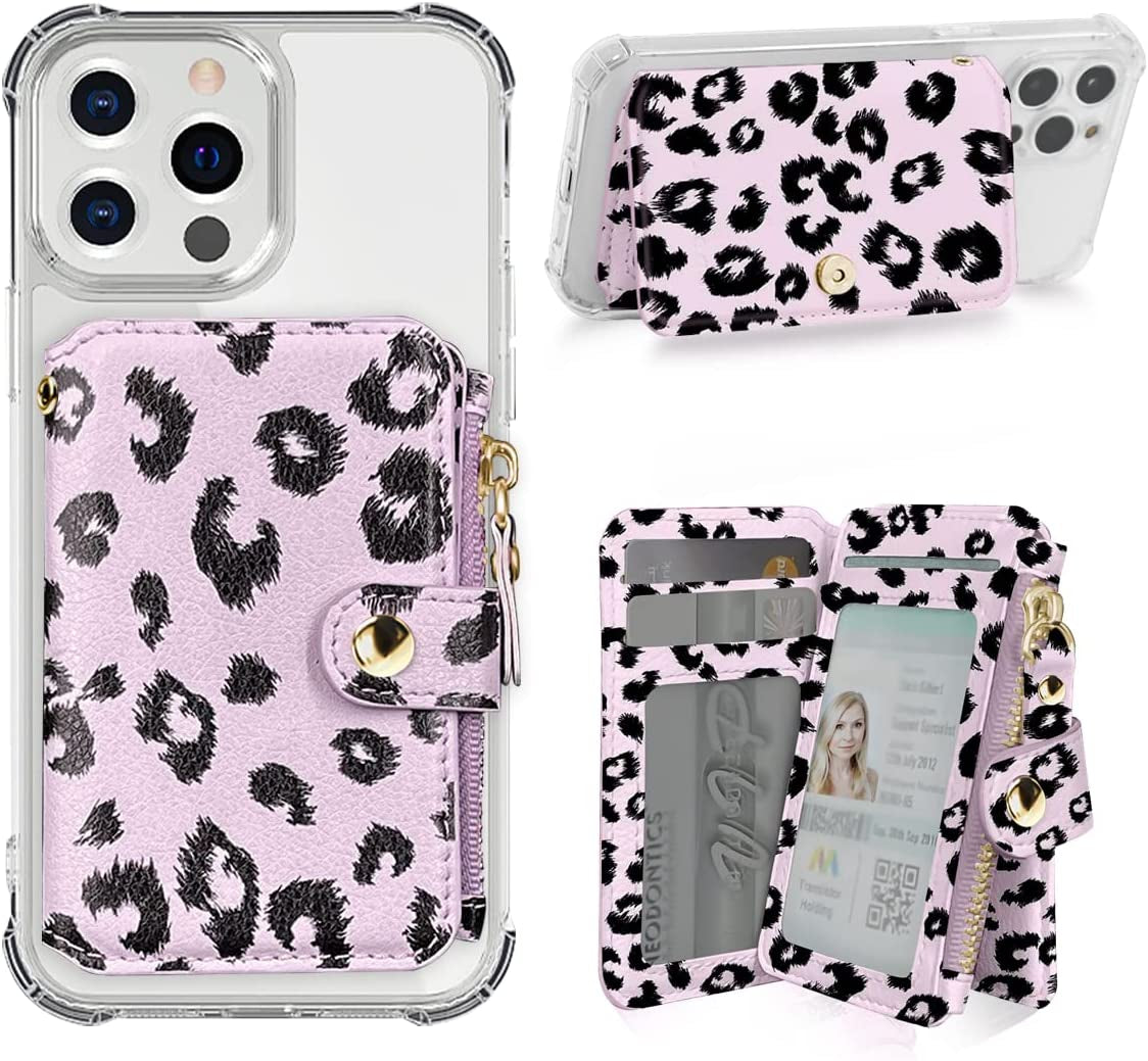 M-Plateau Phone Wallet Vegan Leather Magnetic Button Wallet for Men Have 6 Id Window Designed for Iphone 13 Pro Max,Google Pixel, Galaxy Attachment 3M Adhesive Sticker (Brown)  M-Plateau Pink and Black  