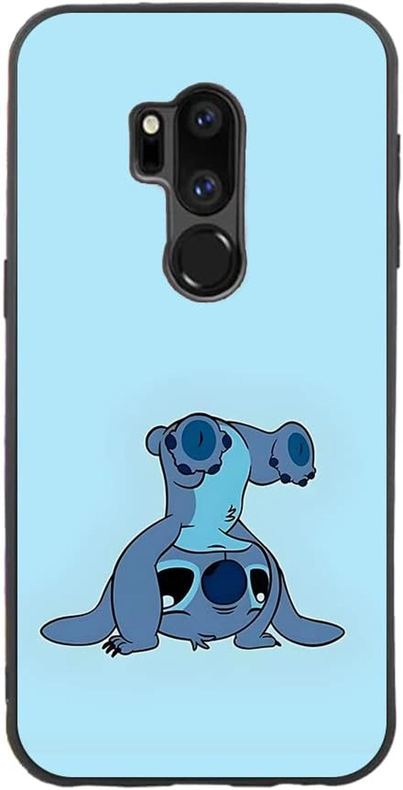 For LG G7 Thinq, Cartoon Ohana Blue Animal Stih #02 Protective Smooth Silicone Shockproof Soft TPU Black Phone Case Back Cover  LARUZE 03  