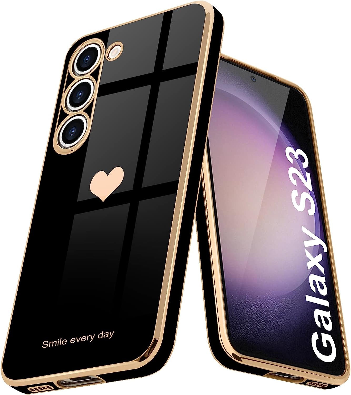 Teageo for Samsung Galaxy S22 5G Case for Women Girl Cute Love-Heart Luxury Bling Soft Back Cover Raised Full Camera Protection Bumper Silicone Shockproof Phone Case for Galaxy S22 5G, Bright Blush  janzee Black Samsung Galaxy S23 