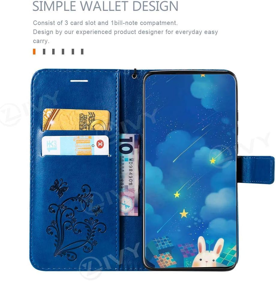IVY V30 Butterfly Wallet Case for LG V30 - Blue  IVY   