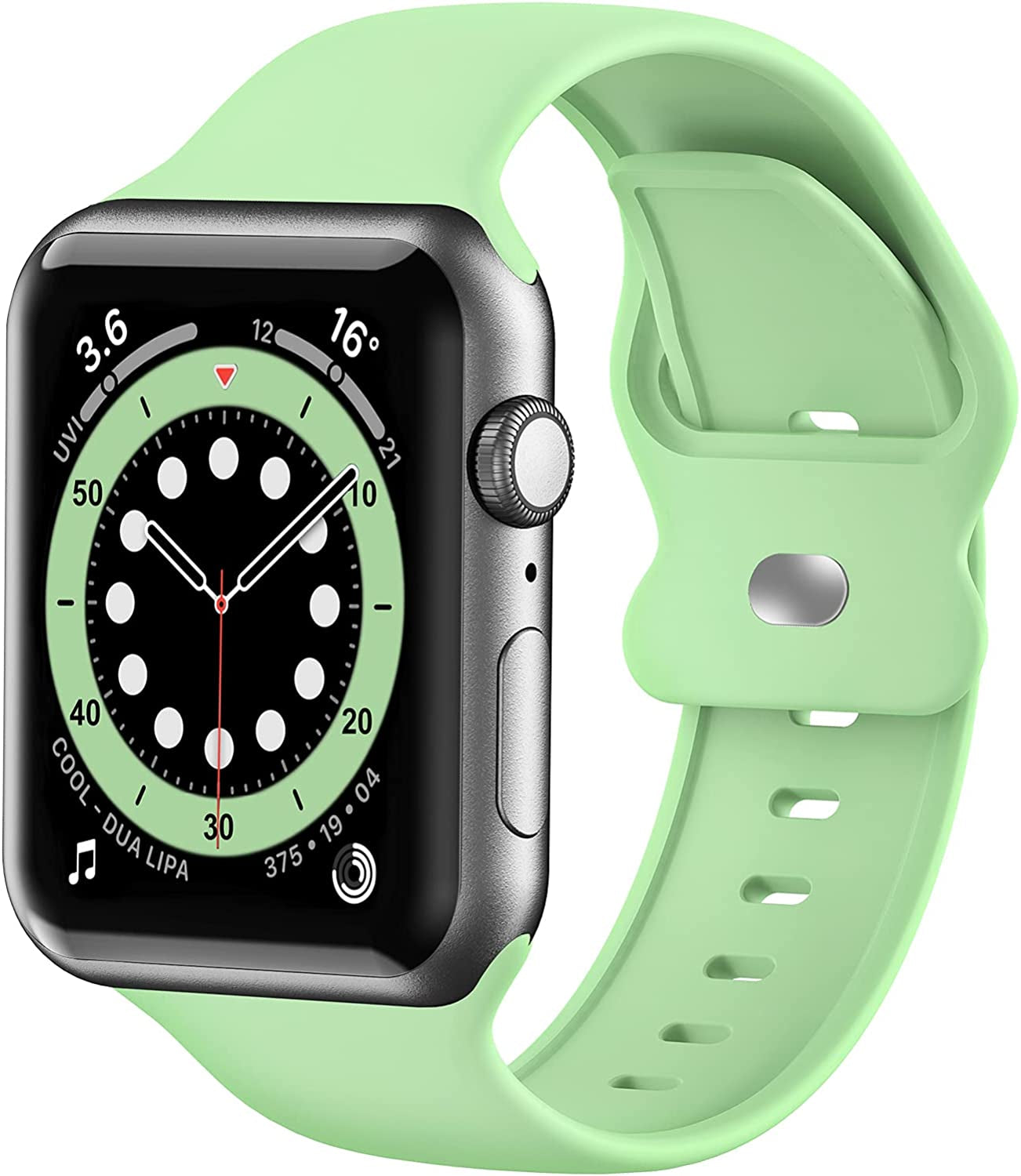 Upgrade Bands Compatible with Apple Watch Band 42Mm 44Mm 45Mm for Women Men-Soft Silicone Replacement Sport Watch Strap for Iwatch SE Series 7 6 5 4 3 2 1-Wristband  Gleiven Mint Green 42 mm/44 mm/45 mm 