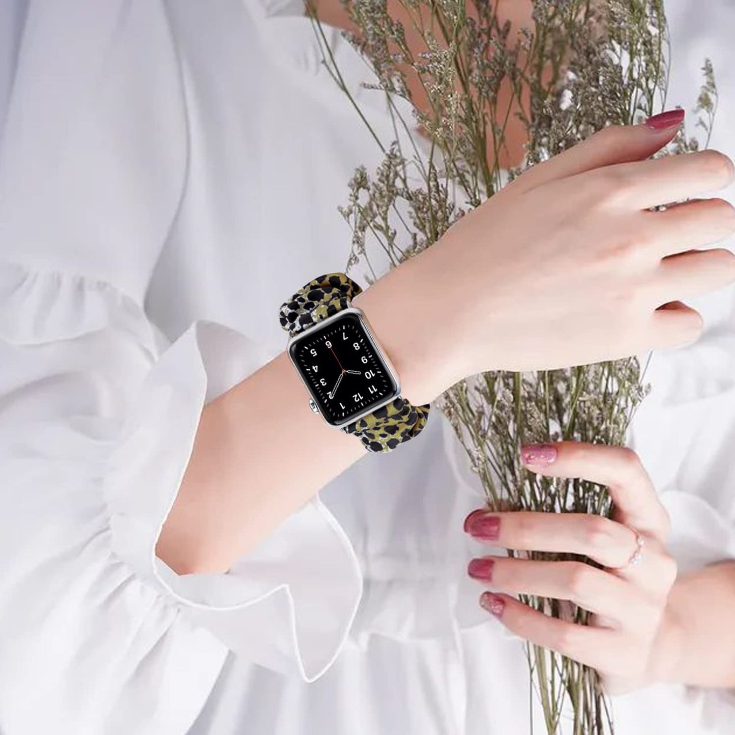 Scrunchie Watch Bands for Women Compatible with Apple Watch 38Mm 40Mm 41Mm 42Mm 44Mm 45Mm, Elastic Scrunchy Replacement Band Soft Stretchy Band for Iwatch Series 7/6/5/4/3/2/1/SE  DKGKOO   