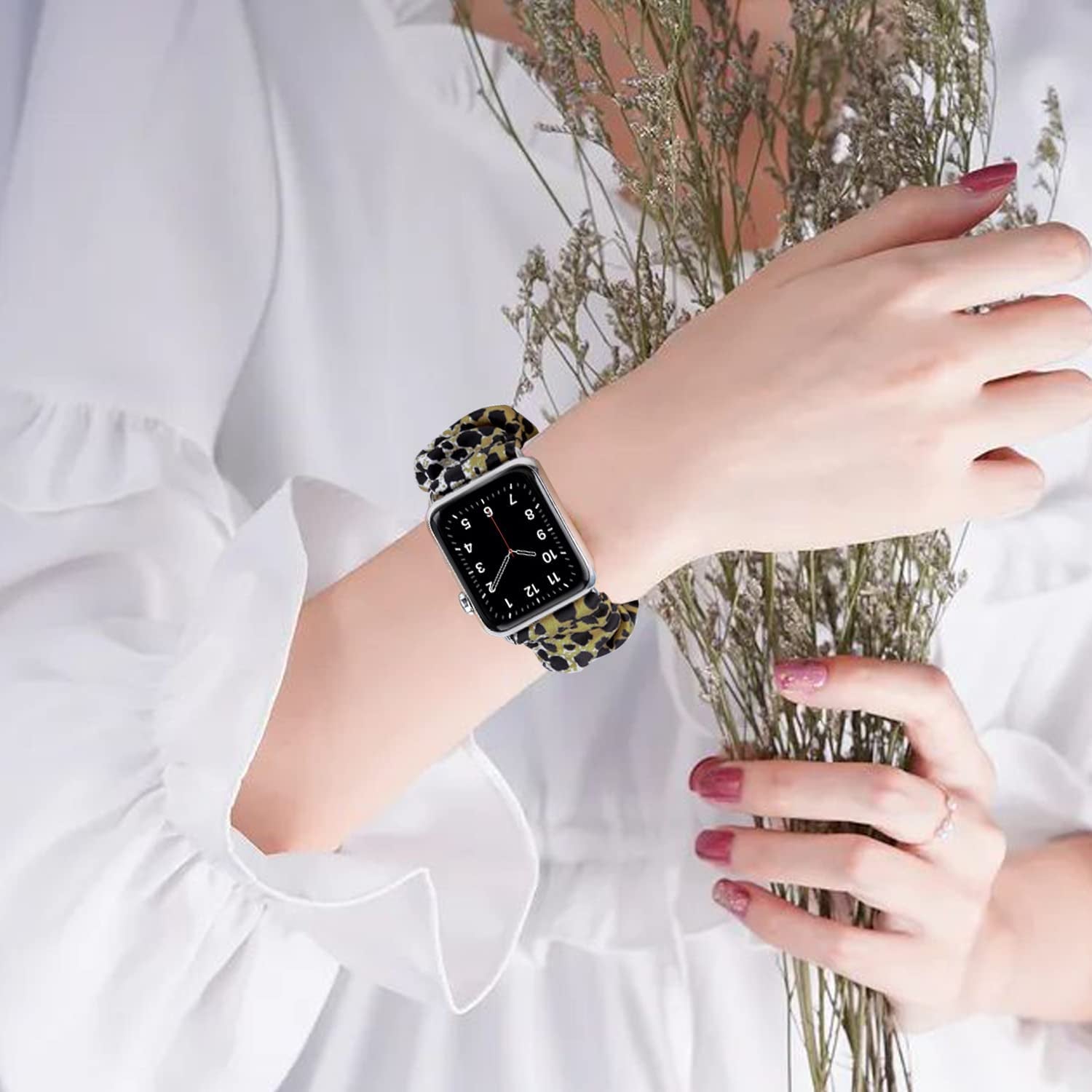 Scrunchie Watch Bands for Women Compatible with Apple Watch 38Mm 40Mm 41Mm 42Mm 44Mm 45Mm, Elastic Scrunchy Replacement Band Soft Stretchy Band for Iwatch Series 7/6/5/4/3/2/1/SE  DKGKOO   