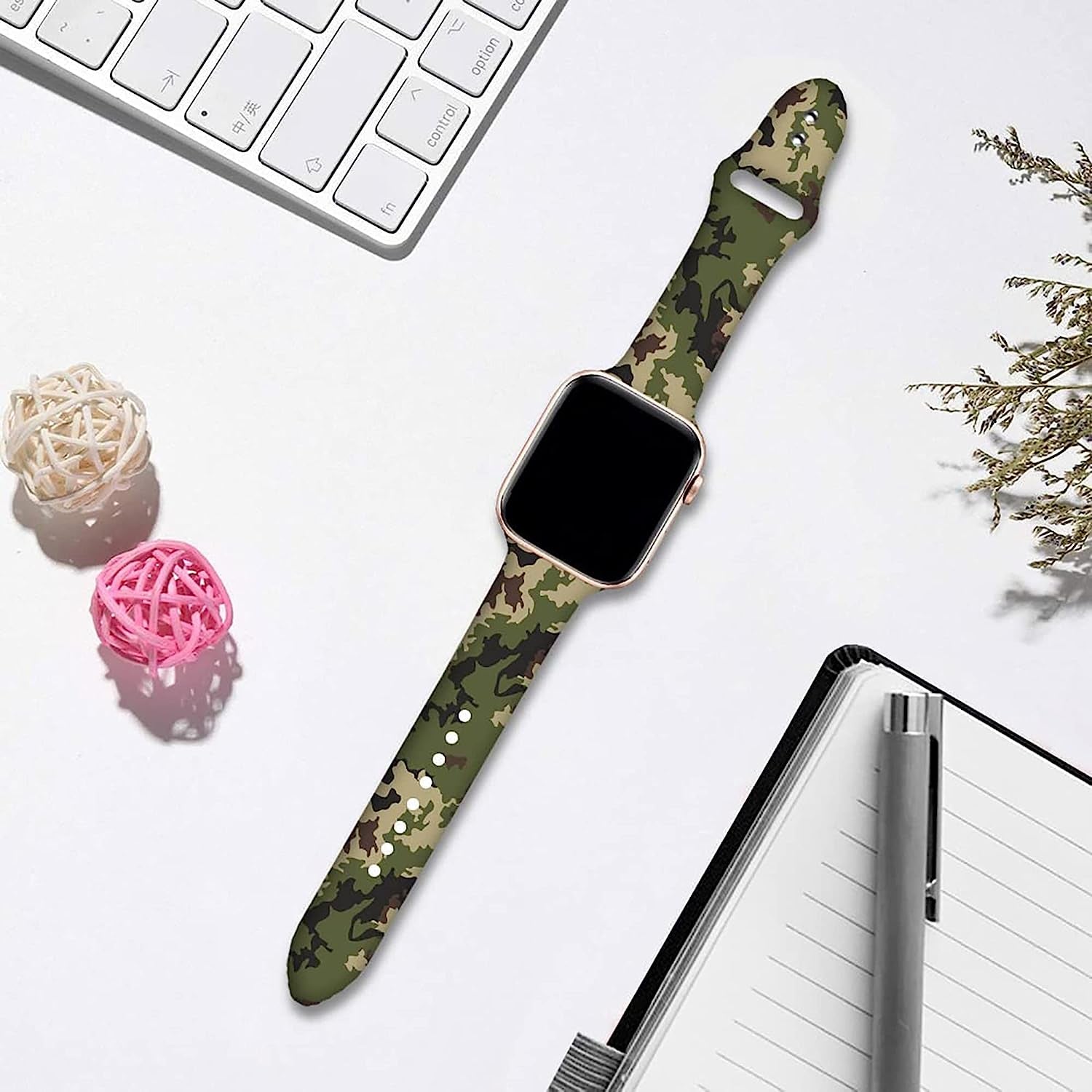 Camo Watch Bands Compatible with Apple Watch 38Mm 40Mm 41Mm 42Mm 44Mm 45Mm for Women Men, Adjustable Soft Silicone Sport Wristbands Replacement Strap for Iwatch Series 7 6 5 4 3 2 1  GEJPJGE   