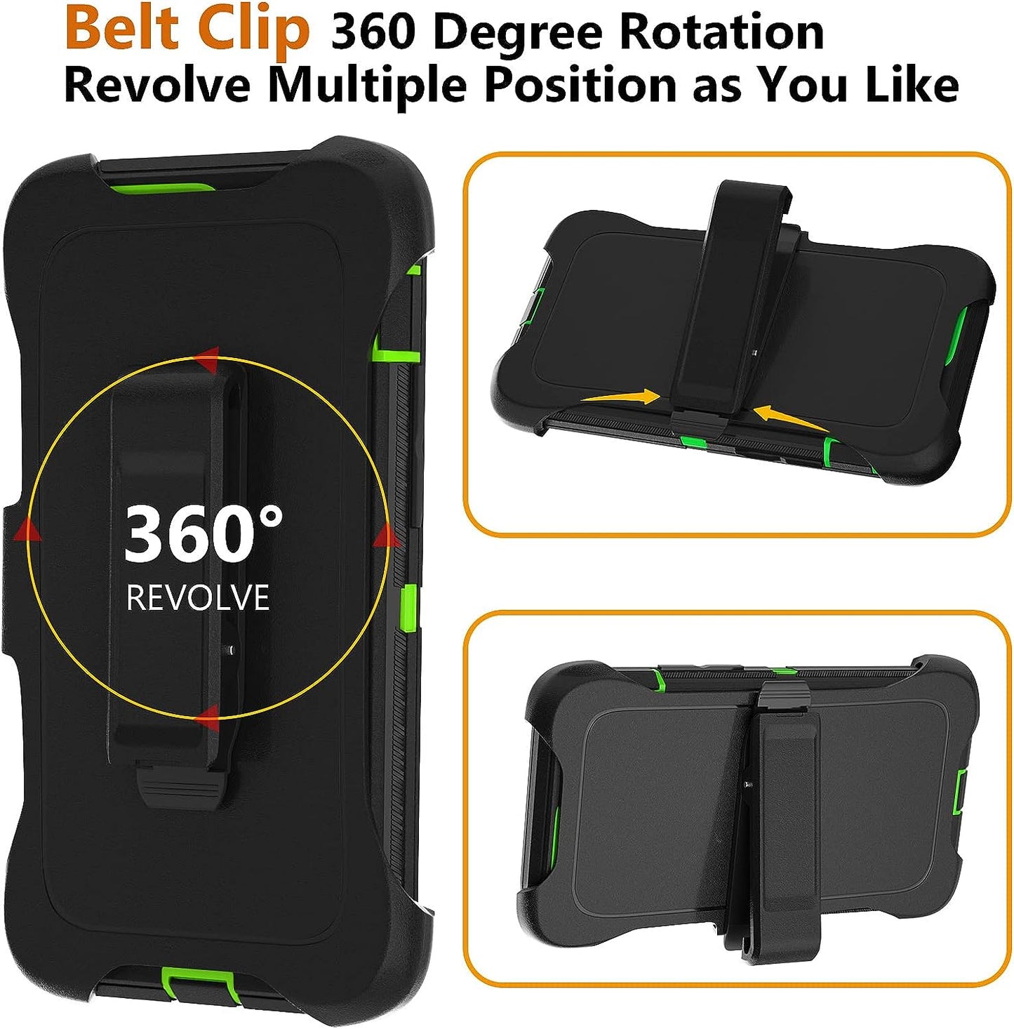 DHCALL for Iphone 12 Case & Iphone 12 Pro Case (6.1"), with 2 Tempered Glass Screen Protector,Belt Clip Holster, [Full Body Drop Protection] Shockproof Tough Durable 6.1 Inch（Black Green+Clip）  DHCALL   