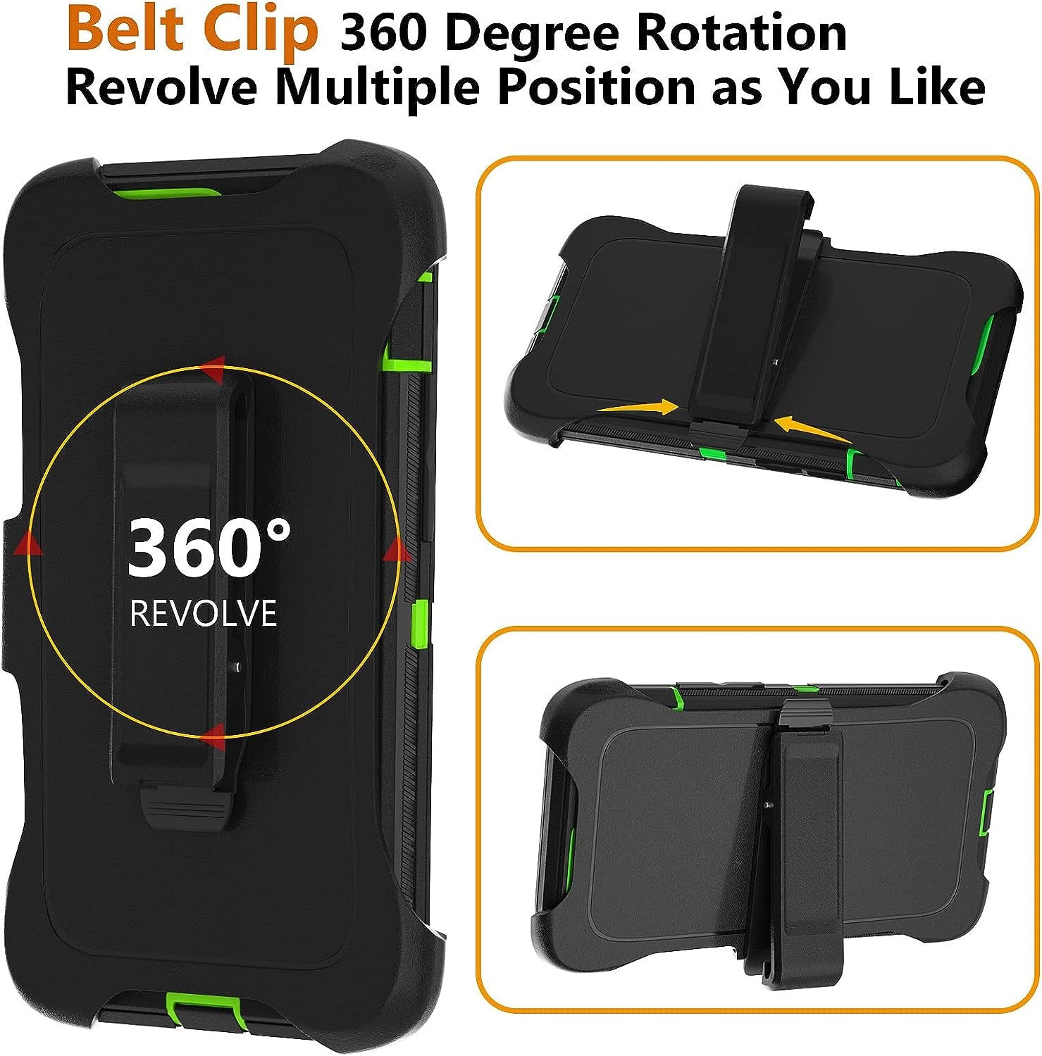 DHCALL for Iphone 12 Case & Iphone 12 Pro Case (6.1"), with 2 Tempered Glass Screen Protector,Belt Clip Holster, [Full Body Drop Protection] Shockproof Tough Durable 6.1 Inch（Black Green+Clip）  DHCALL   