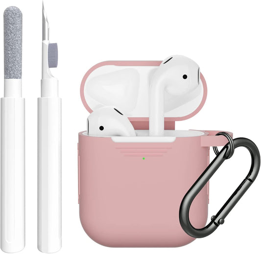 SUPFINE (2 in 1) for Airpod Case Cover, Soft Silicone Protective and Airpod Cleaner Kit Compatible with Airpods 2Nd Generation Charging Case (Bean Pink)  SUPFINE   