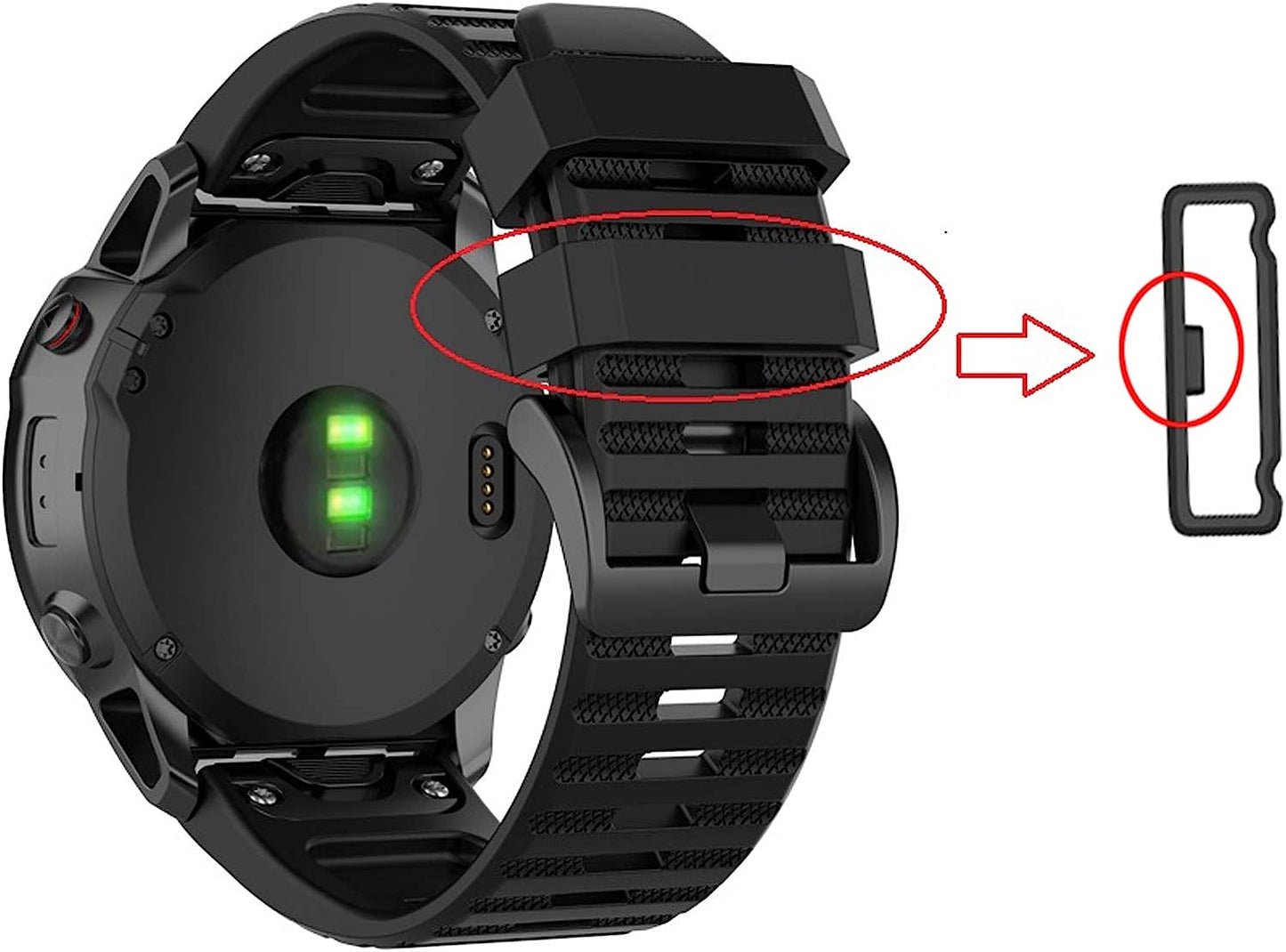 6-Pack Replacement Fastener Ring for Garmin Fenix 3/Fenix 3 Hr/Fenix 3 Sapphire/Fenix 5X/Fenix 5X Plus/Fenix 6X&6X Pro/Fenix 7X&7Xsolar/Descent Mk1/Quatix 3/Tactix Bravo Silicone Band Keeper Security Loop(Black-26Mm)  RuenTech   