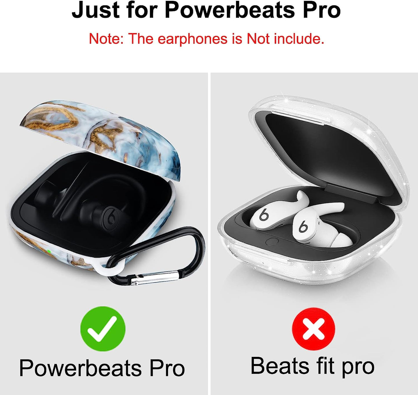 V.R.Hope Case Compatible with Powerbeats Pro Case Cover, Upgraded Anti-Lost & Shockproof Protective Case with Durable Carabiner for Beats Powerbeats Pro (Marble Blue)  V.R.HOPE   