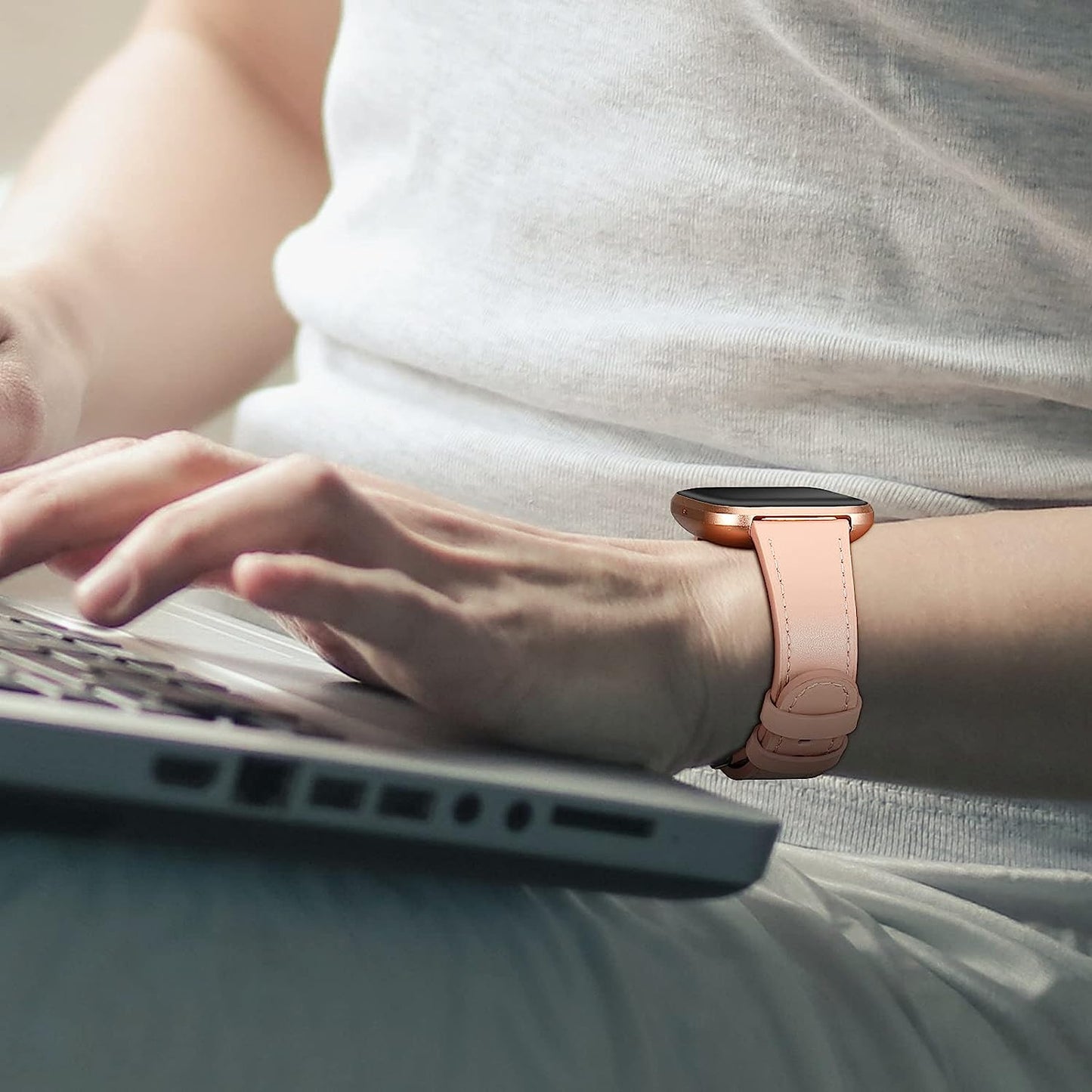 KENOBEE Leather Band Compatible with Versa 2 / Versa Lite/Versa/Versa Special Edition Fitness Smart Watch, Genuine Leather Band Replacement Strap Wristband for Women Men  KENOBEE   