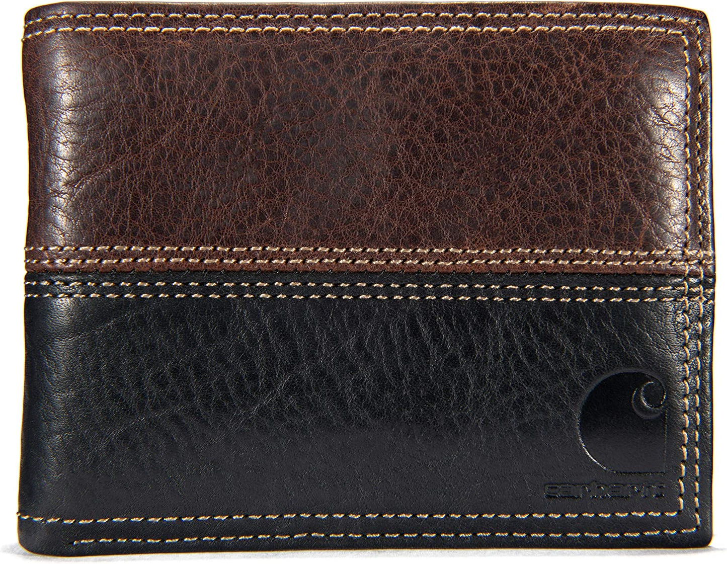 Carhartt Men'S Billfold and Passcase Wallets, Durable Bifold Wallets, Available in Leather and Canvas Styles  Carhartt Leather Two-tone (Brown & Black)  