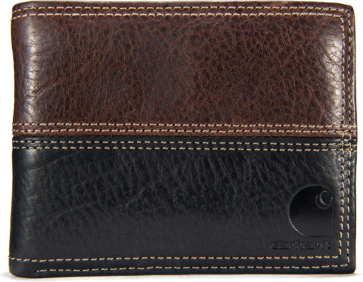 Carhartt Men'S Billfold and Passcase Wallets, Durable Bifold Wallets, Available in Leather and Canvas Styles  Carhartt Leather Two-tone (Brown & Black)  