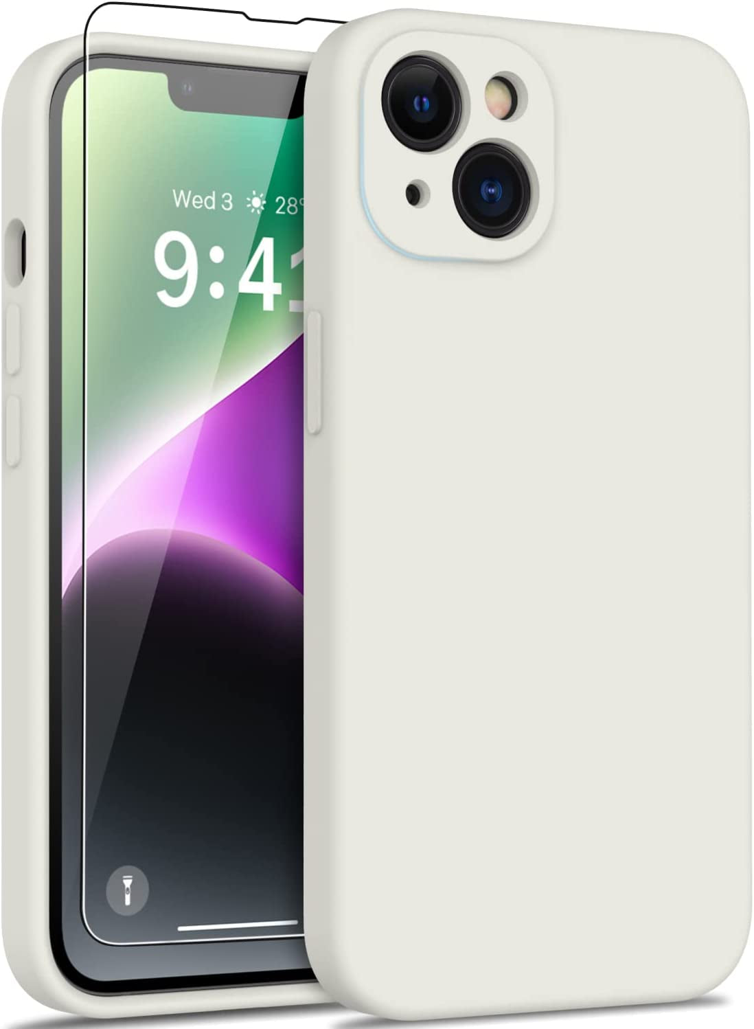 DEENAKIN Iphone 14 Case with Screen Protector,Enhanced Camera Cover,Passing 16Ft Drop Tested Soft Silicone Gel Rubber,Slim Fit Protective Phone Case for Iphone 14 6.1" Ash Grey  DEENAKIN Vintage White  