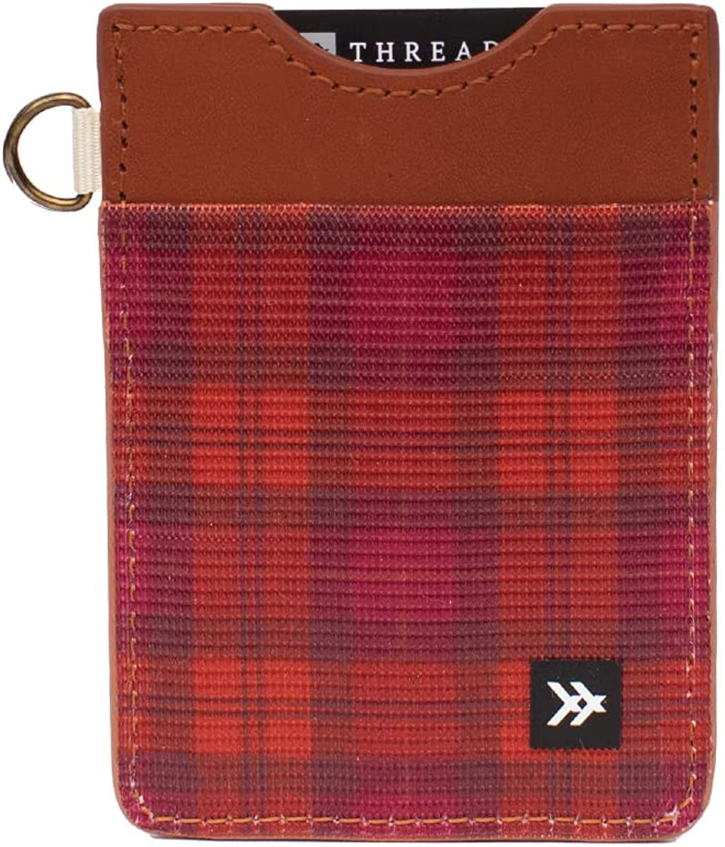 Slim Minimalist Elastic & Leather Vertical Wallet with RFID for Men & Women | Small Credit Card Holder for Front Pocket  Thread Wallets Rosewood  