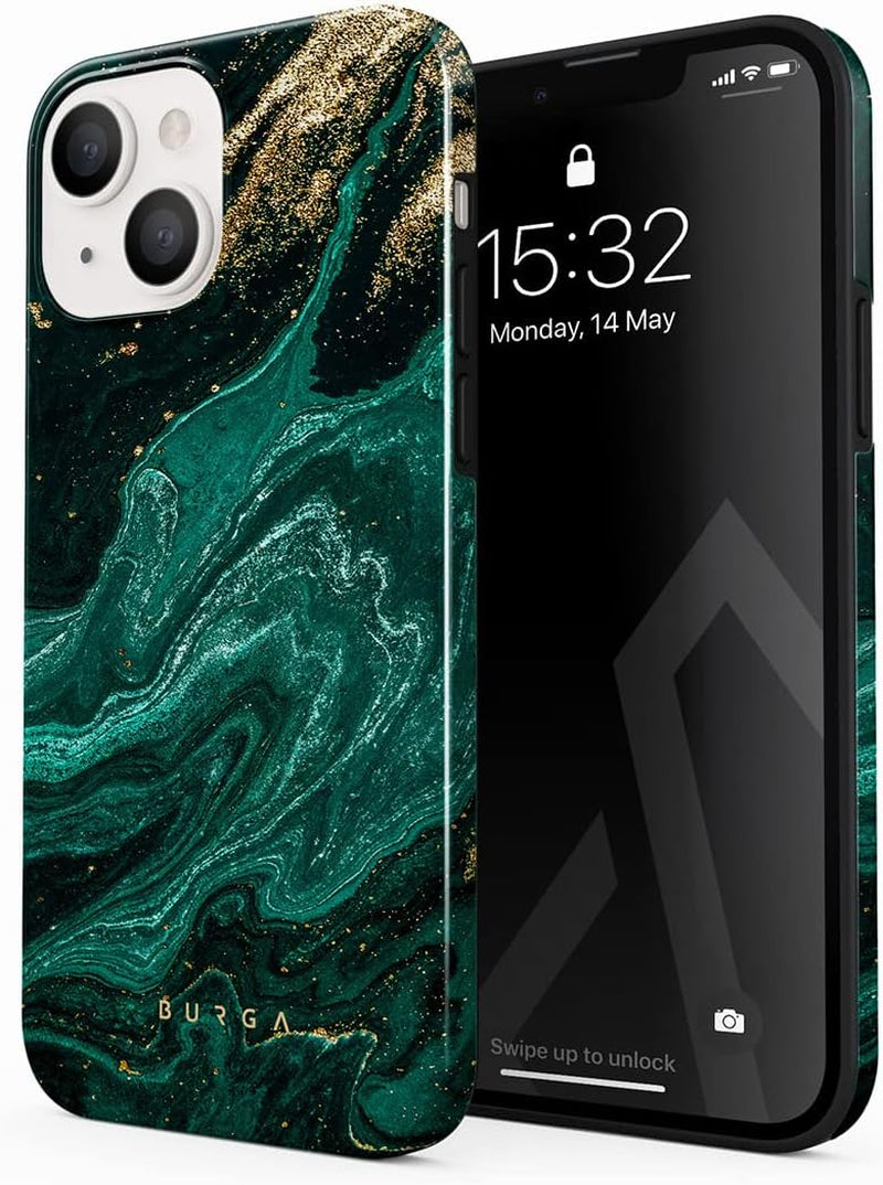 BURGA Phone Case Compatible with Iphone 14 PRO - Wireless Charging Compatible, Hybrid 2-Layer Hard Shell + Silicone Protective Case, Heavy Duty Protection, Slim Fit, Shock  BURGA Emerald Pool Iphone 13 