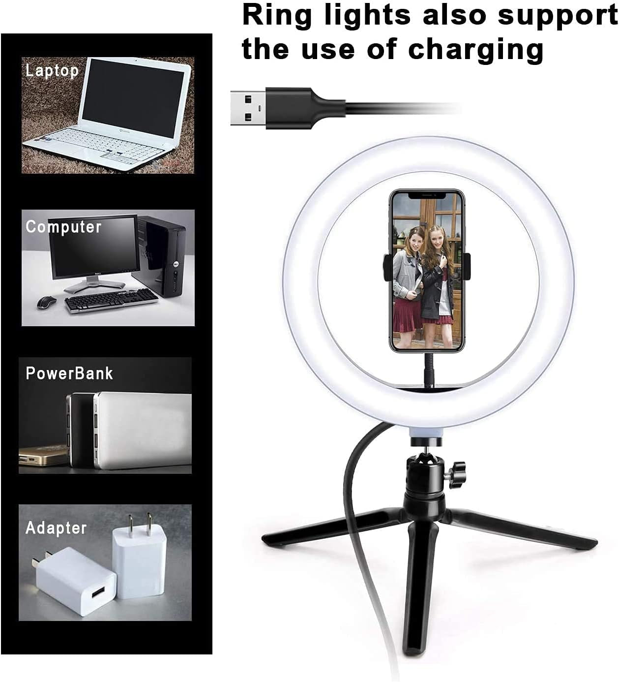 LED Ring Light 10" with Tripod Stand & Phone Holder,Selfie Ring Light Dimmable Makeup Ring Light for Youtube Video, Photography, Shooting with 3 Light Modes & 10 Brightness Level  everySU   