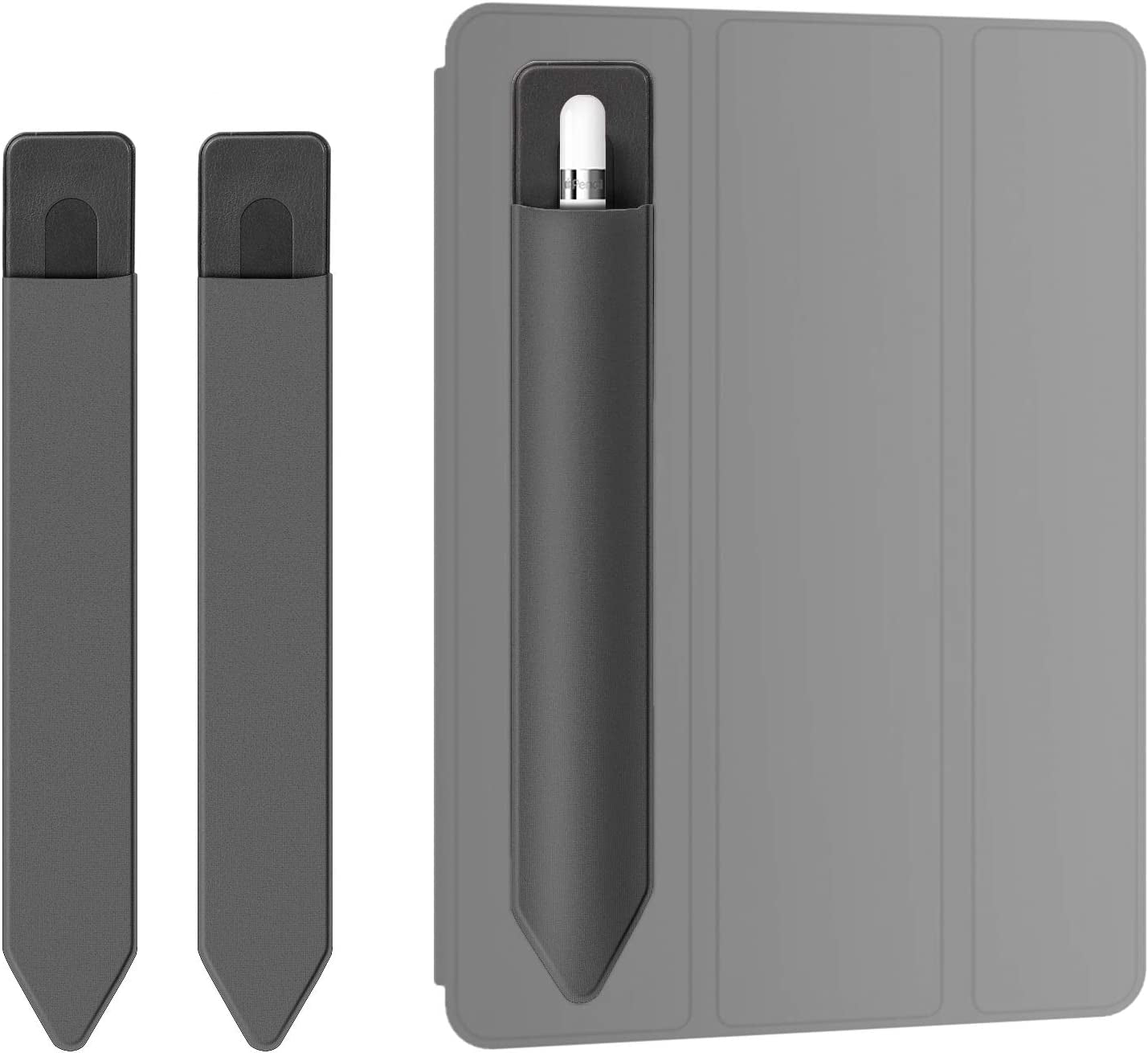 Doormoon Pencil Holder for Apple Ipad 2018 (6Th Gen)/ Ipad Air/ 9.7 / Pro 9.7"/ Pro 10.5"/12.9"/Pro 12.9/,Detachable Elastic Apple Pencil 2Nd Gen Leather Sleeve Pocket Pouch (Black X 2)  Doormoon Grey Grey  