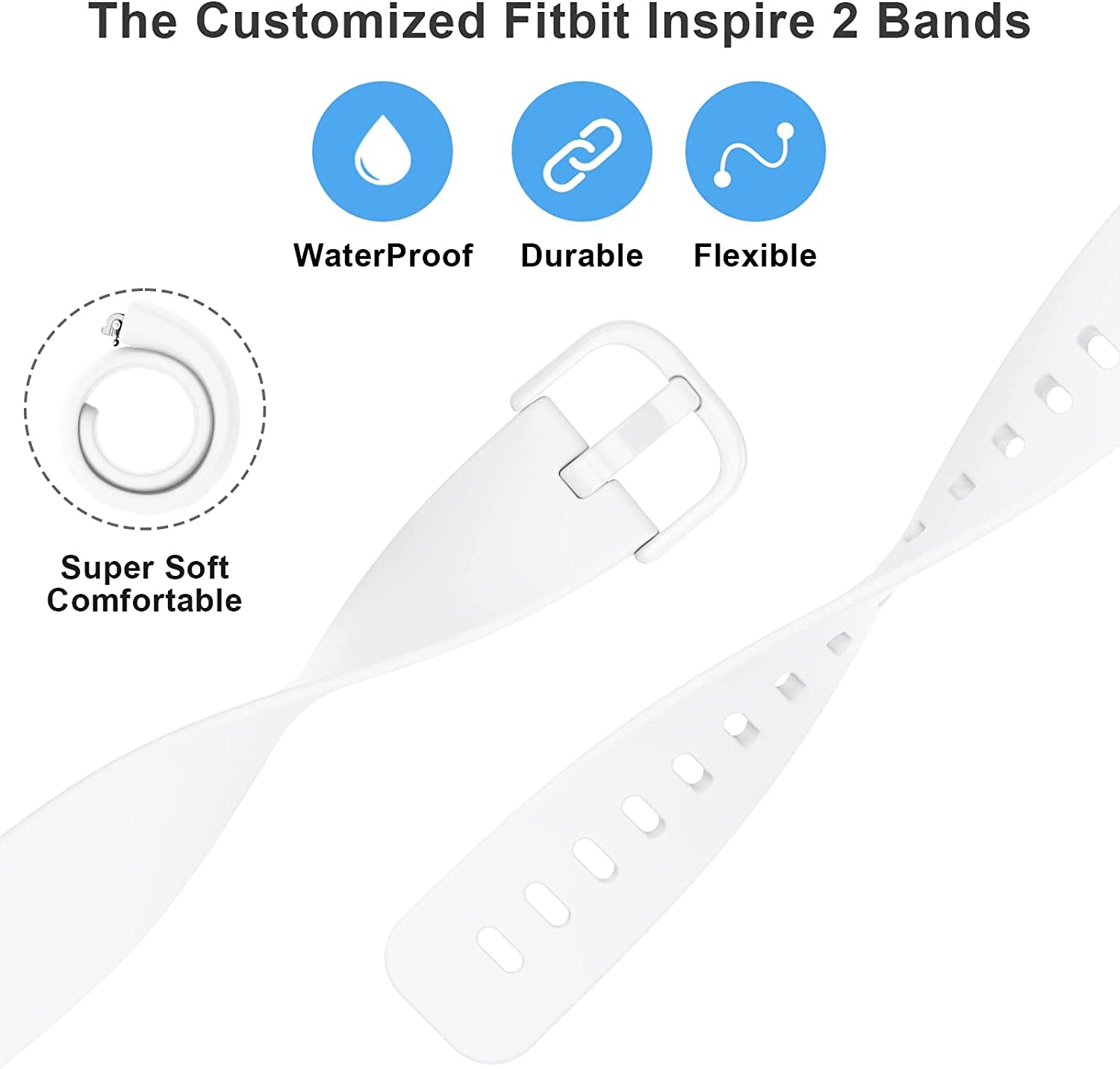 3 Pack Silicone Bands Compatible with Fitbit Inspire 2 Bands for Women Men, Adjustable Replacement Sport Wristbands Straps for Fitbit Inspire 2 / Ace 3 (Black/Gray/White)  Mugust   