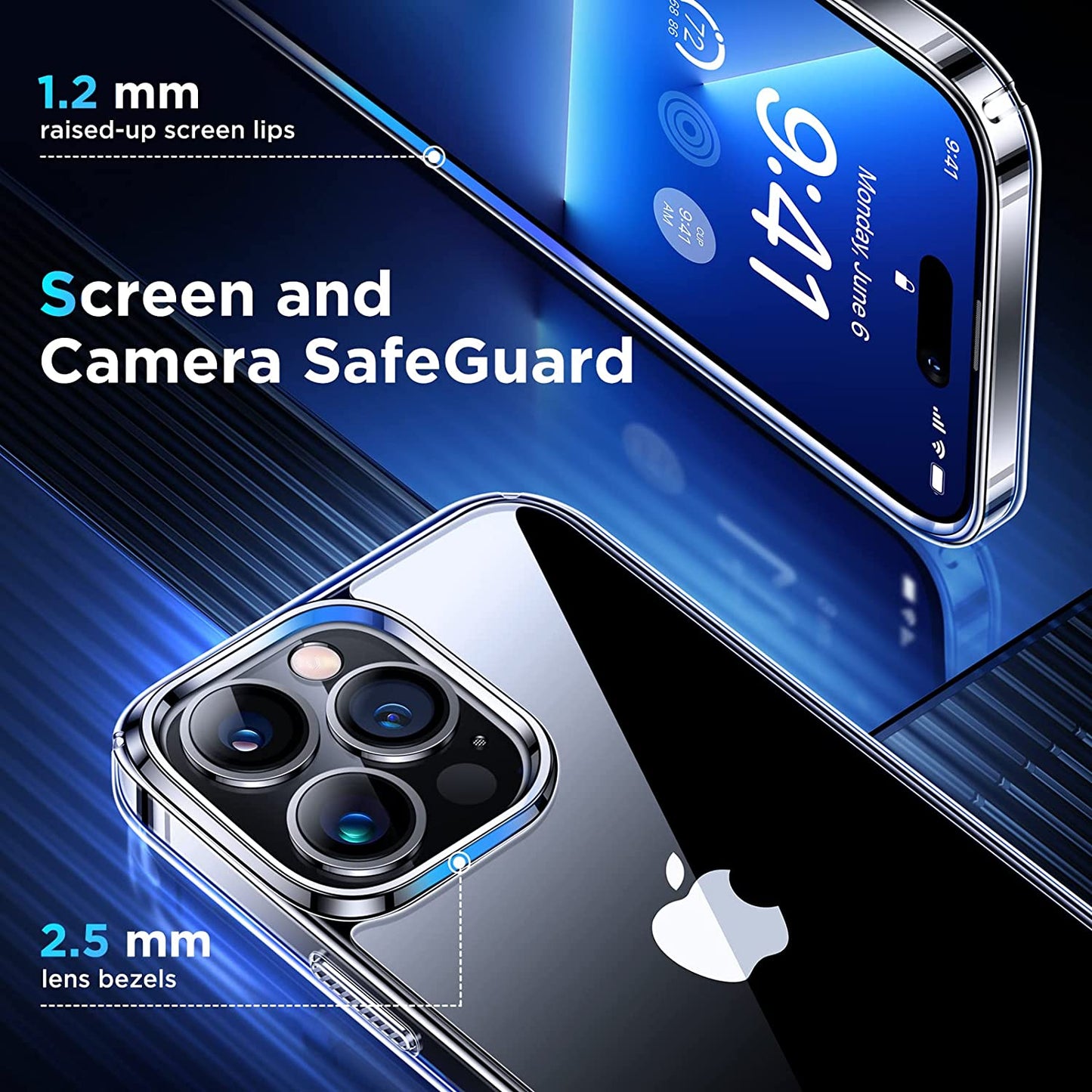 Simtect Ultra Clear Designed for Iphone 14 Pro Max Case, [Non-Yellowing] [10 FT Military Drop Protection] Slim Fit yet Protective Shockproof Bumper with Airbag Phone Case Cover 6.7 Inch- Crystal Clear  Simtect   