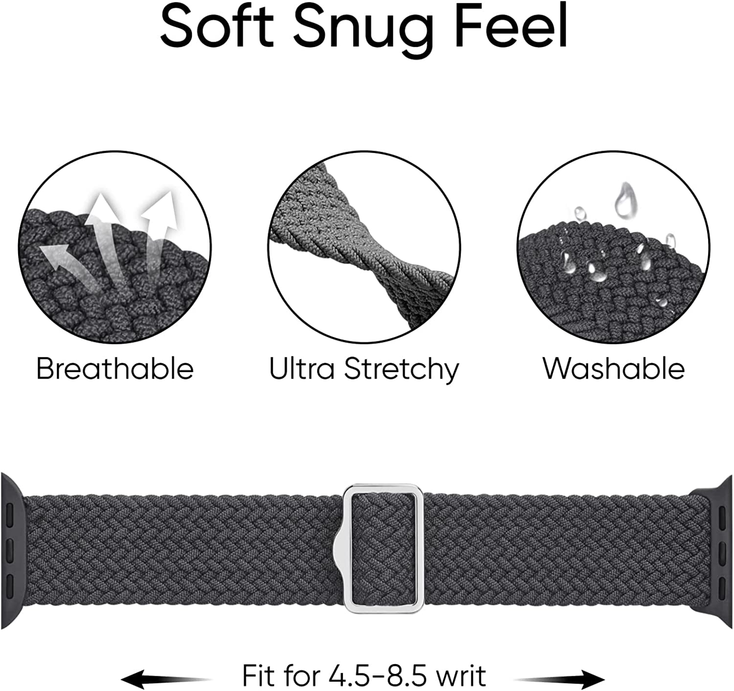 Braided Solo Loop Bands 5-Pack Compatible with Apple Watch Band 38Mm 40Mm 41Mm 42Mm 44Mm 45Mm 49Mm Women Men, Adjustable Stretchy Elastic Strap for Iwatch Series Ultra SE 8 7 6 5 4 3 2 1  Viccoky   