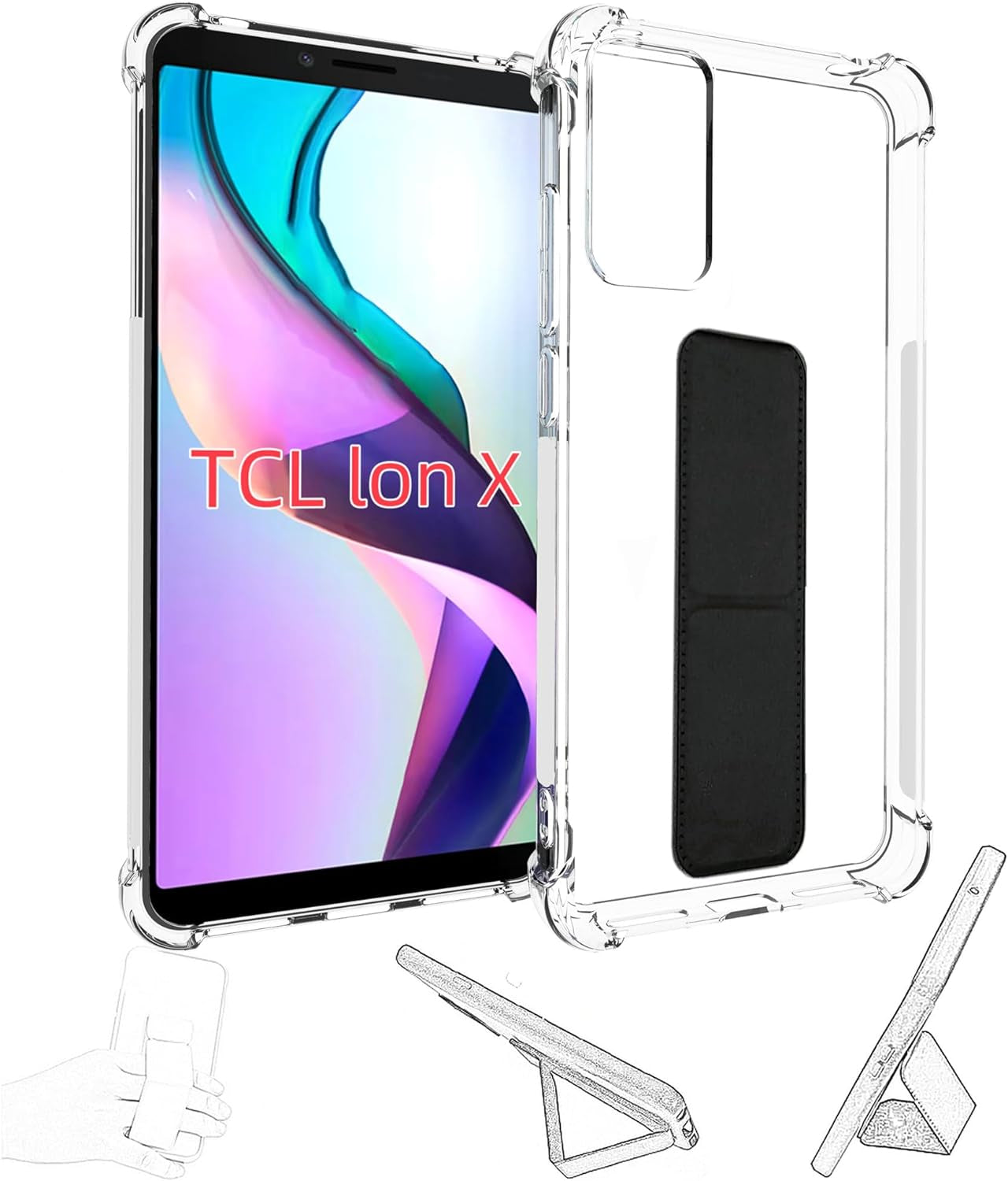 Jioeuinly for Sony Xperia 1 V Case Compatible with Sony Xperia 1 V Phone Case Cover [Adhesive Folding Support] [Shockproof Protection] Clear  jioeuinly Tcl Ion V/X/40Z  