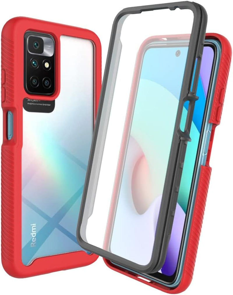 Elubugod Case for Xiaomi Redmi 10 4G Case Cover,Anti-Fall and Shock-Absorbing Protective with Screen Protector Case for Xiaomi Redmi 10 4G / Redmi 10 2022 Case Blue  Elubugod Red  
