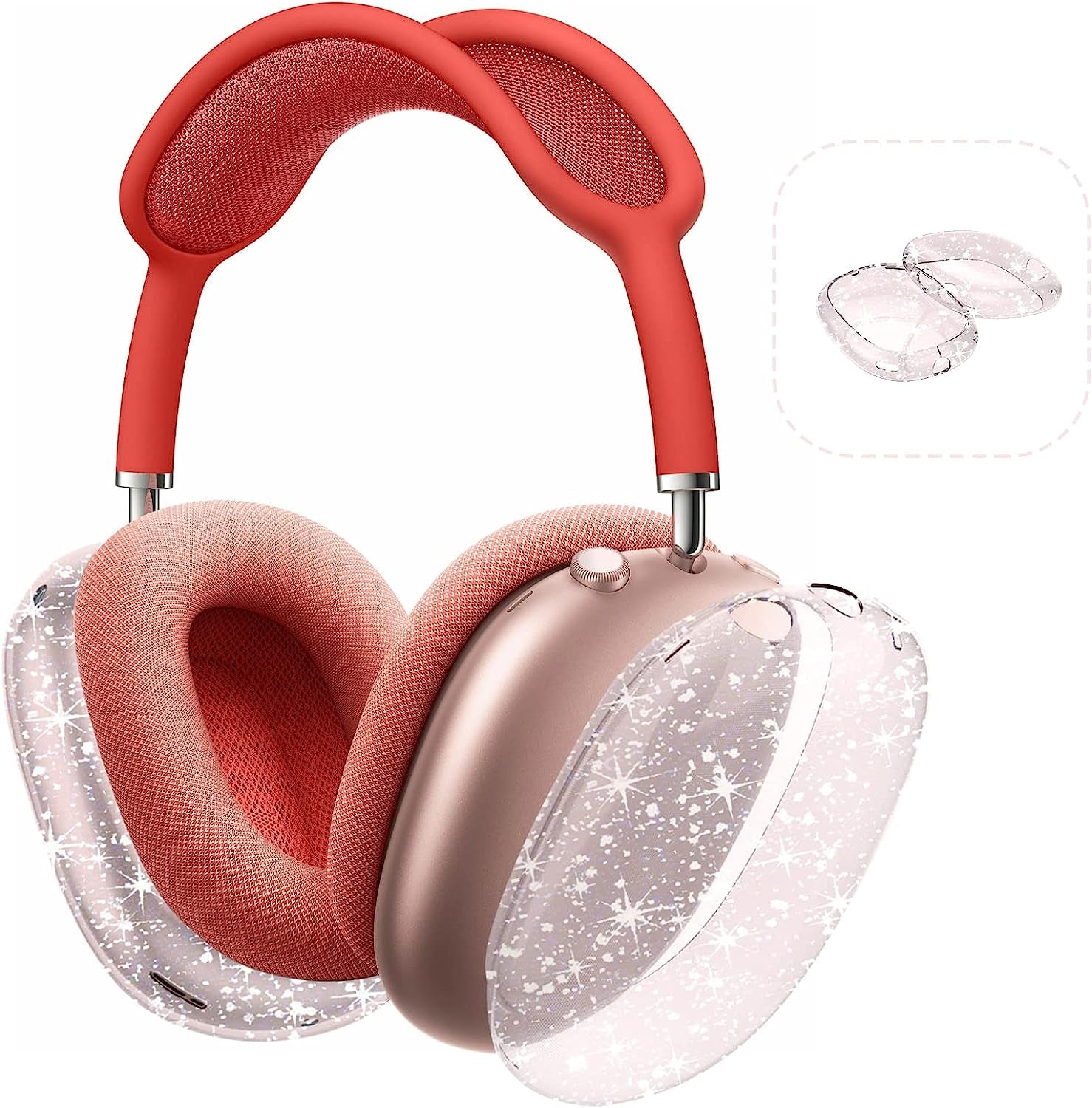 Aiaabq for Airpods Max Case Cover, Clear Soft TPU Skin Anti-Scratch, Transparent Accessories Ultra Protective Cover for Apple Airpods Max Headphones Case  Aiaabq Transillumination - Pink  